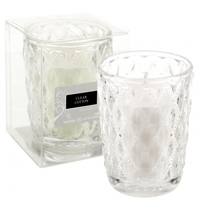 Aromatic White Candle In Glass Holder - Clear Cotton