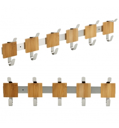 Stainless Steel & Bamboo Wall Mounted Hanger Hooks