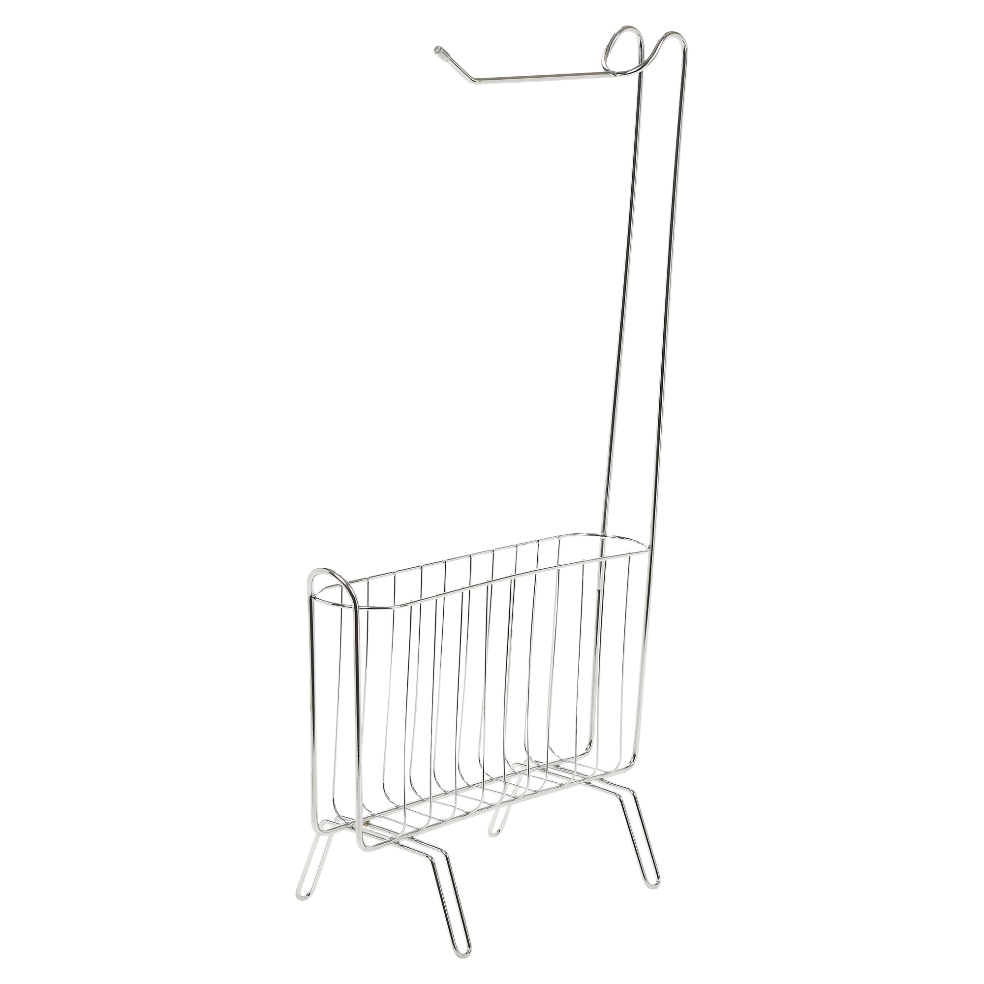 Free Standing Chrome Toilet Roll Holder Magazine Rack Bathroom