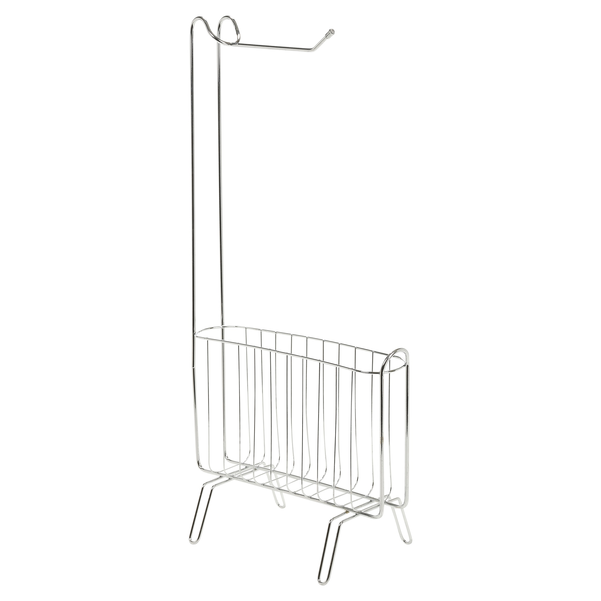 Free Standing Chrome Toilet Roll Holder Magazine Rack Bathroom