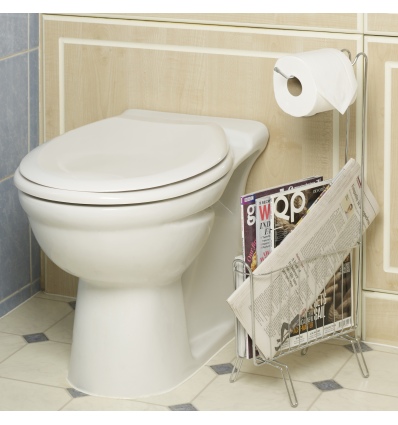 Chrome Toilet Roll Holder Stand With Magazine Rack [234510]