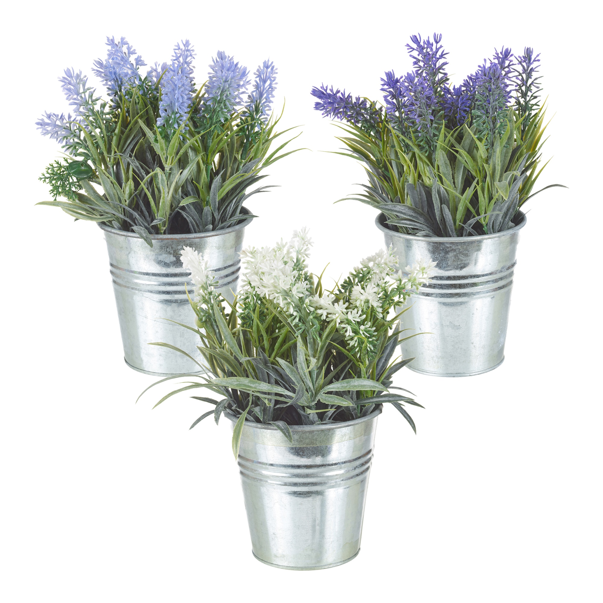 Artificial Office Desk Lavender Plant Silver Metal Plant