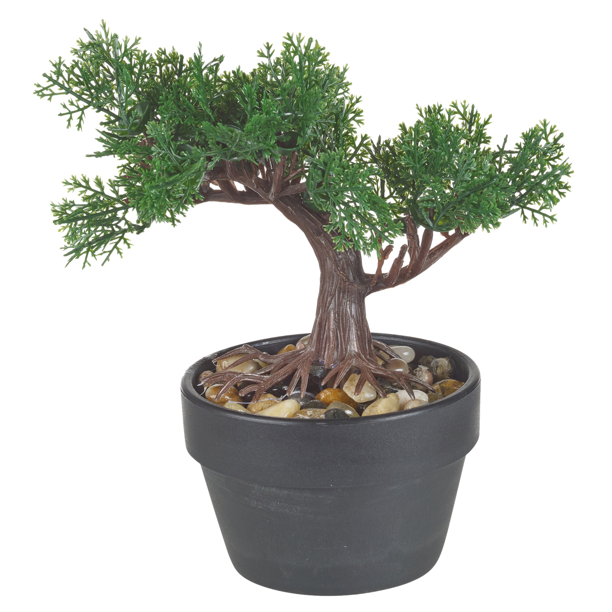 Artificial Office Desk Green Bonsai Tree Black Plant Pot Home Table