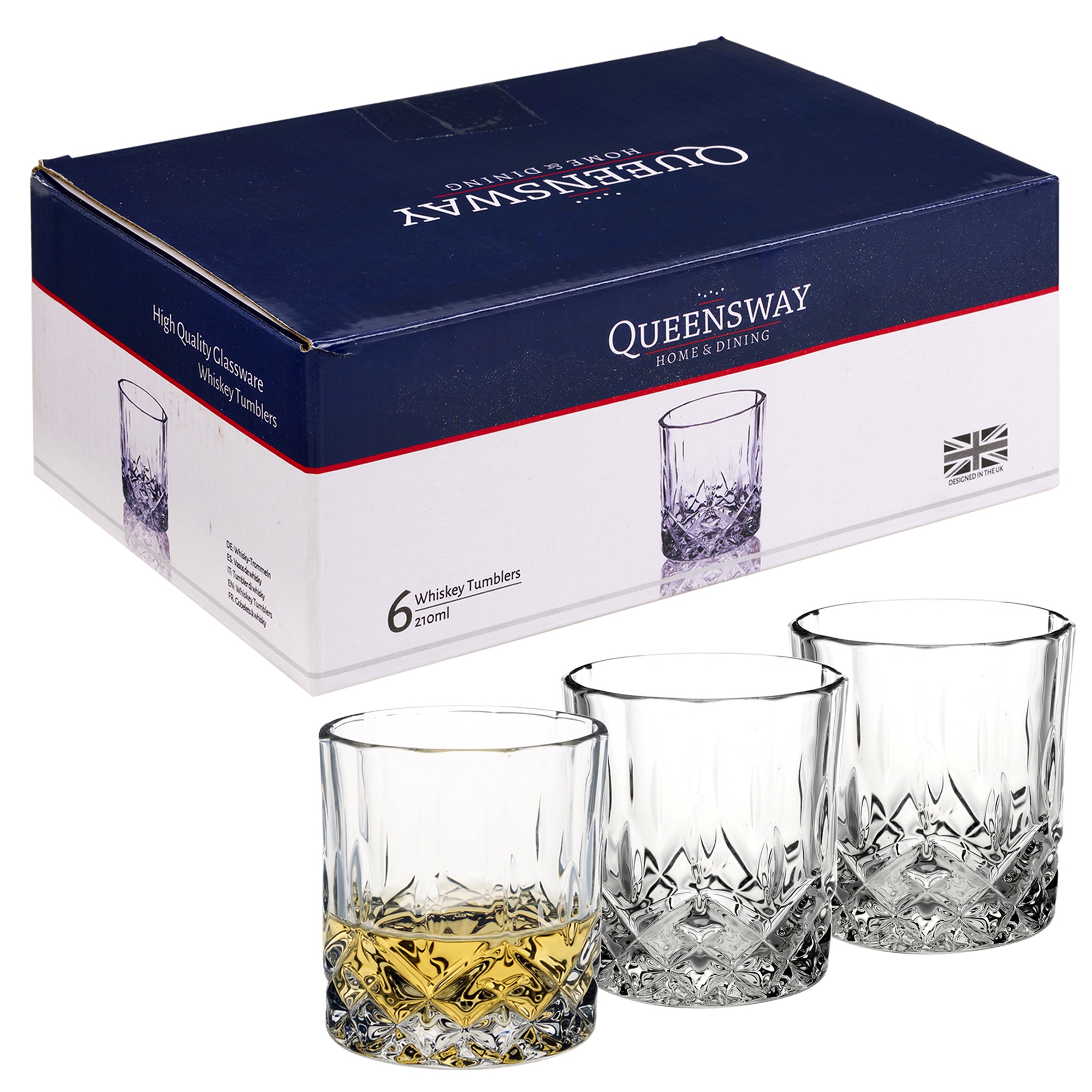 Queensway 6pc Whiskey Liquer Tumblers Drinking Glasses Gift Boxed Set