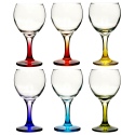 6 x 21cl LAV Wine Glasses Colored Stem [151316]