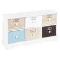 Wide 6 Drawer Storage Chest Cabinet Blue, Brown & White [051680]