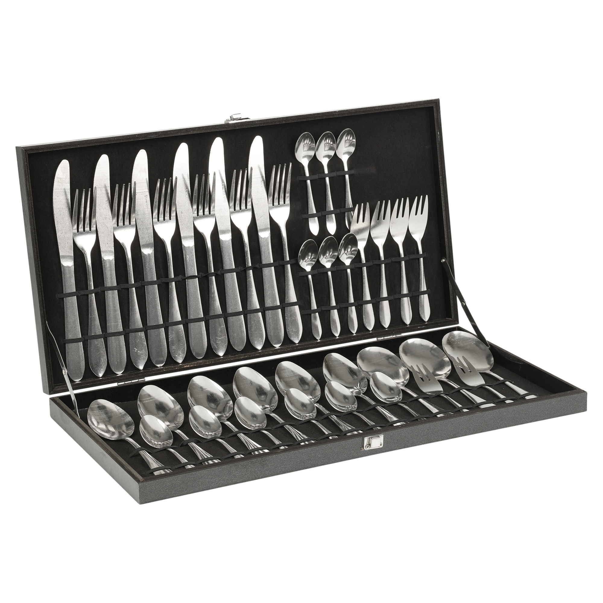 39 Pcs Kitchen Stainless Steel Cutlery Set Tableware Dining Wooden