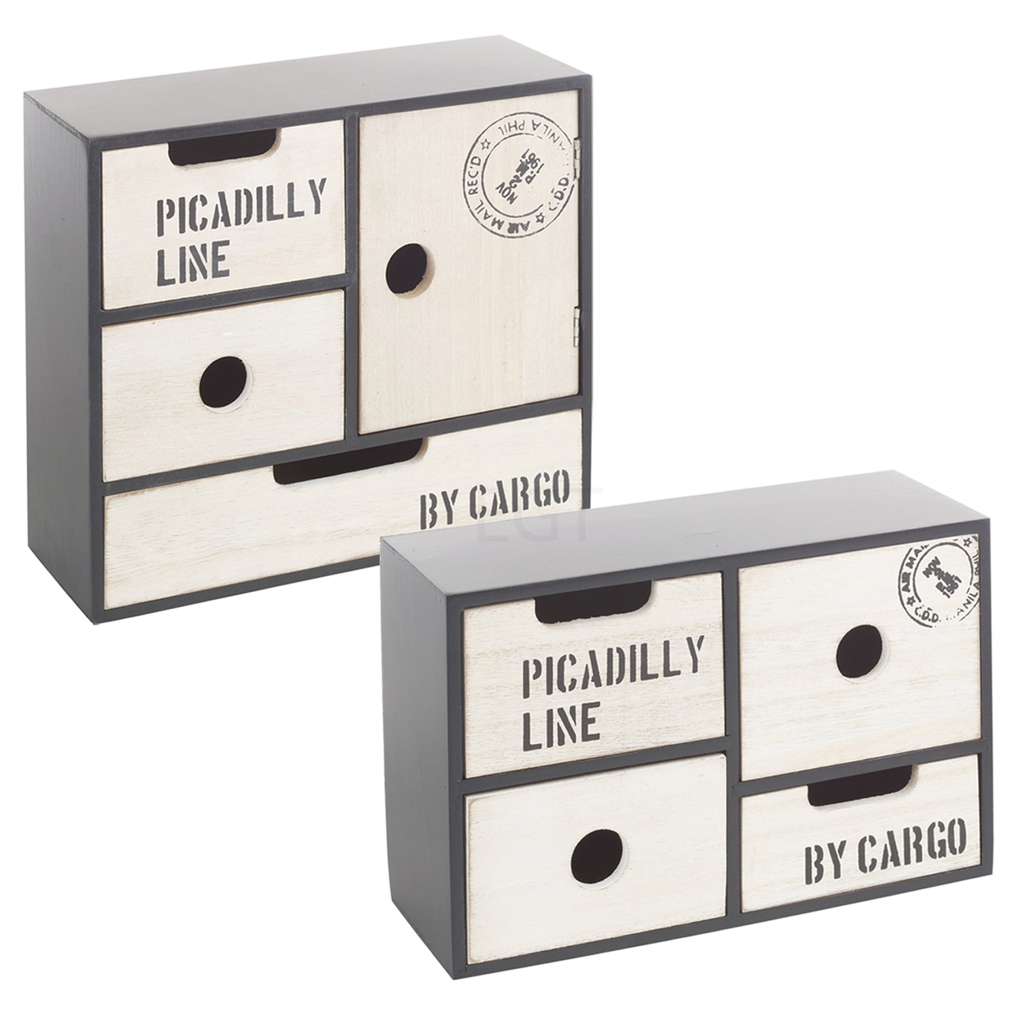 4 5 Wooden Drawers Storage Box Bits Bobs Organiser Chic Chest