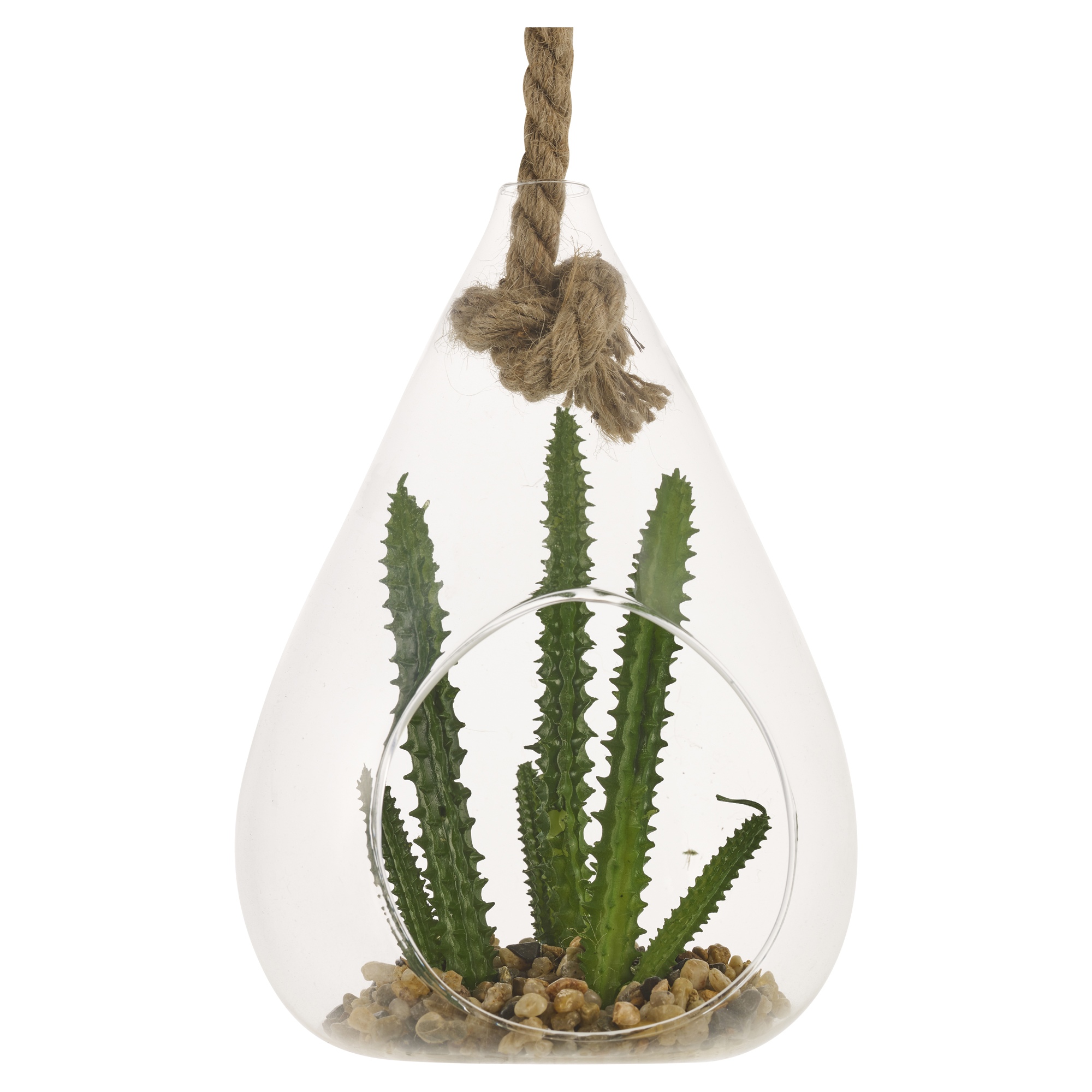 Round Glass Hanging Artificial Plant Indoor Outdoor Garden ...