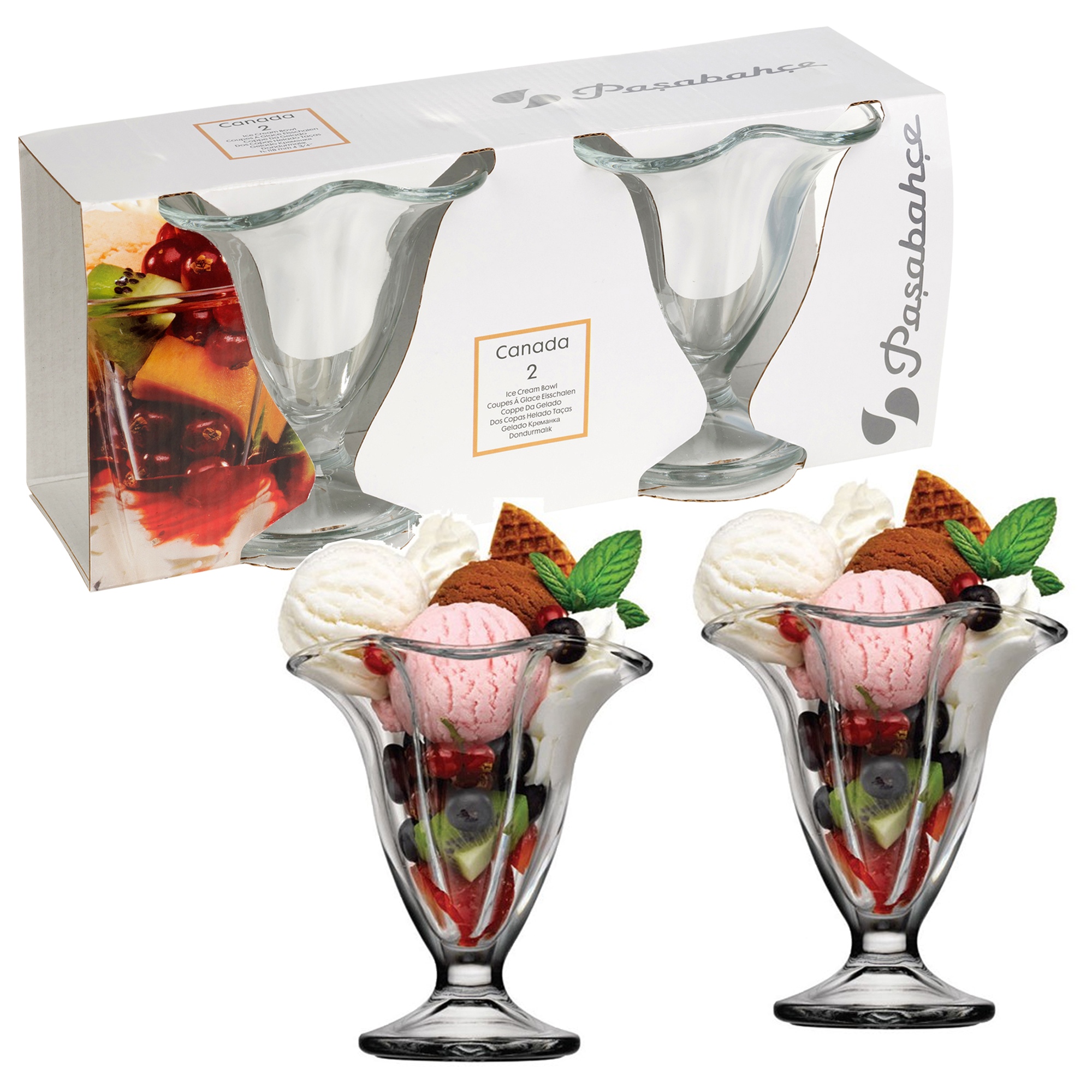 Set Of 2 4 6 Clear Glass Flower Shaped Ice Cream Cup Sundae Bowl Footed