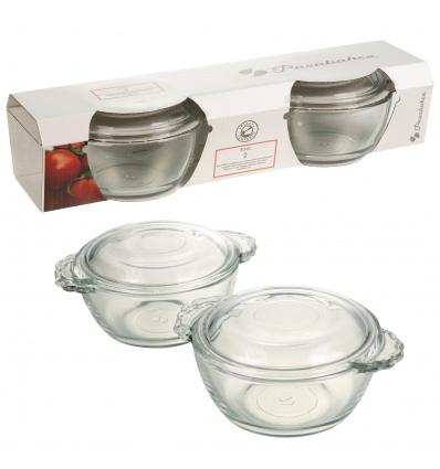 2x Glass Mini Casserole Dish with Lid [165434][128136]