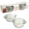 2x Glass Mini Casserole Dish with Lid Pack [165434][128136]