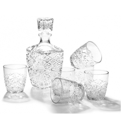 Bormioli Rocco 7pc Dedalo Decanter & Liquore Shot Glasses Set [027204]