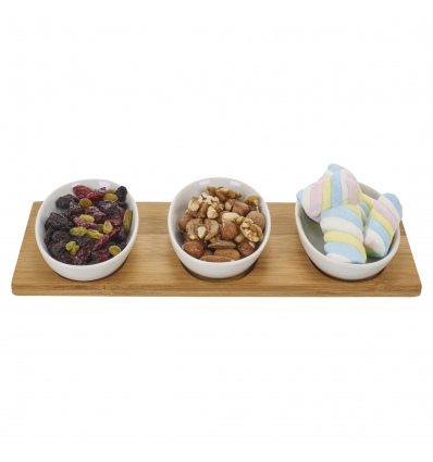 4pc Snack Dish on Bamboo Tray [729138]