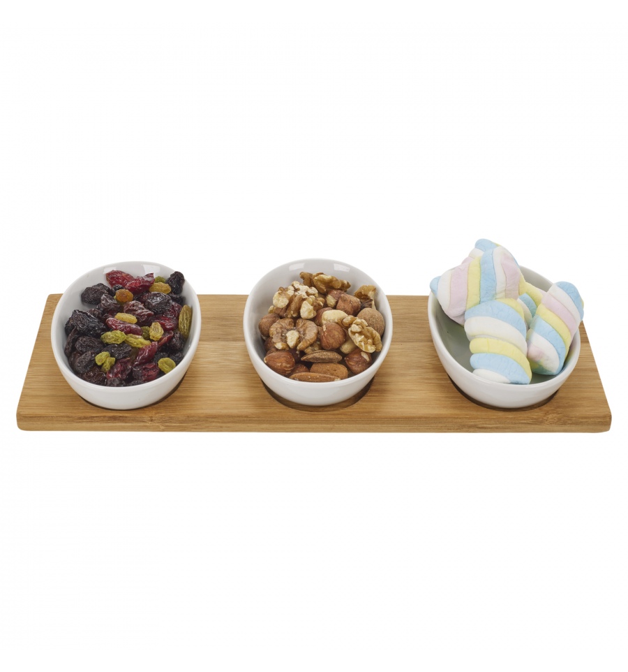 URBNLIVING 4pc Snack Dish on Bamboo Tray Rectangle 