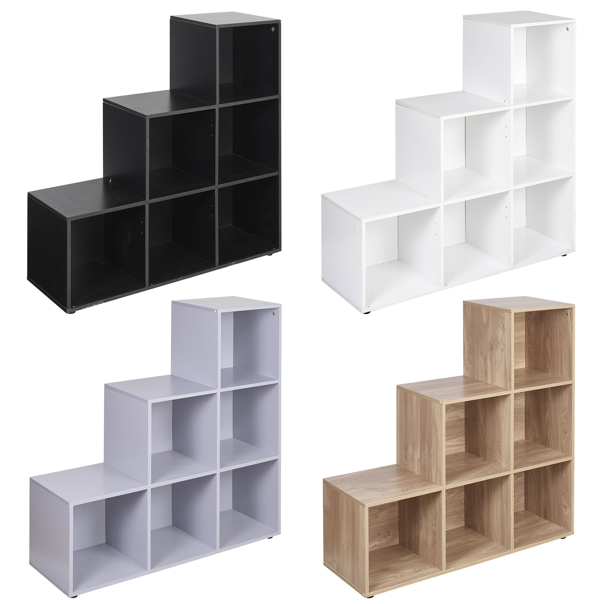 6 Cube Step Storage Bookcase Unit Shelf Home Office Organiser