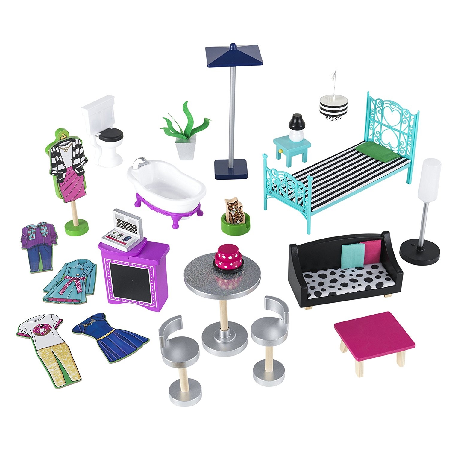 KidKraft Brooklyn's Loft Wooden Dolls House Balcony Stair Furniture