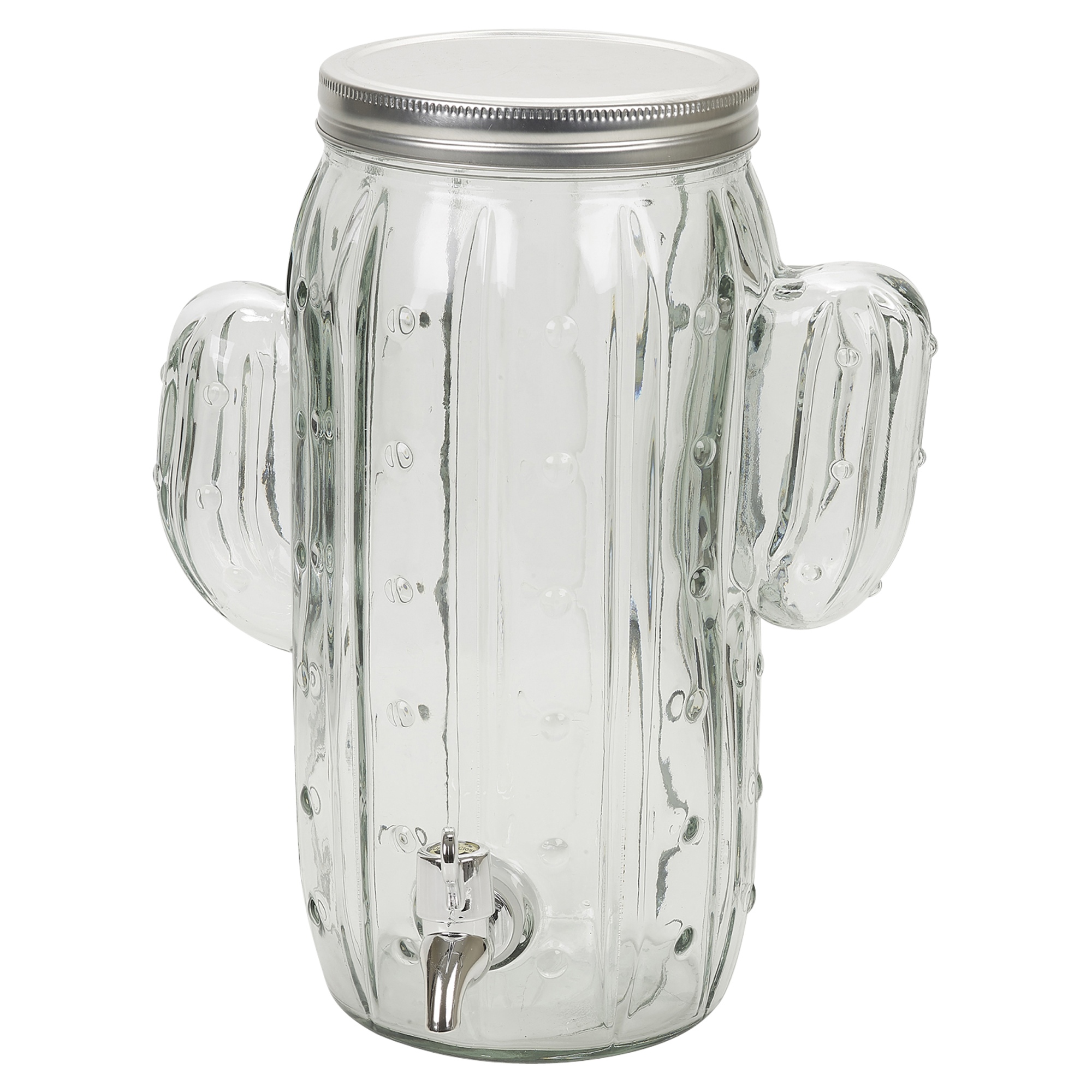 Glass 4L Cactus Beverage Dispenser Jar Tap Juice Drinks Cocktails