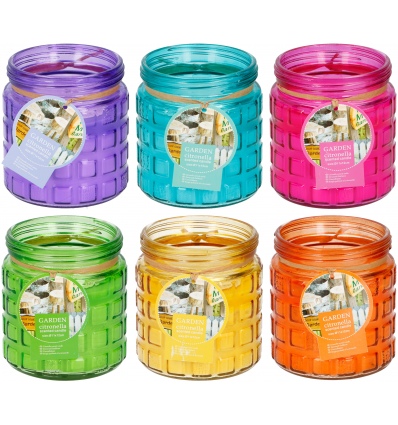 Assorted Colour Citronella Candle in Glass Holder [535180]