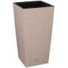 Square Beige Rattan Flower Pot 27x27x50cm [027654]