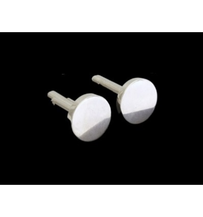 Silver Plated Boxed Cufflinks Set (Flat Round Mirror Design)