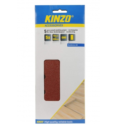 Kinzo 5pc Wood Sanding Paper 93x230mm