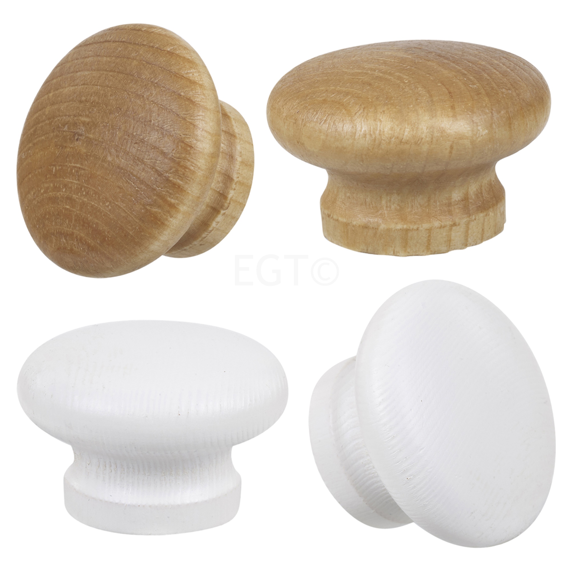 10x 44mm White Or Dark Pine Wooden Door Knobs Handles Drawer