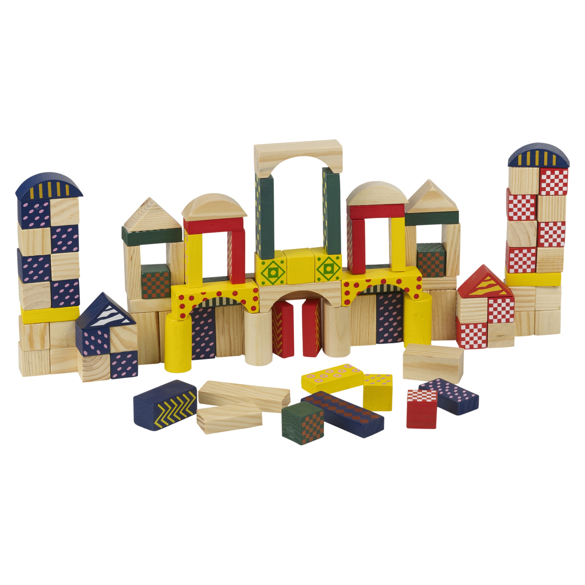 Classic Wooden Construction Building Blocks Bricks Kids Toy Set Pieces