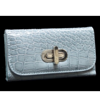 Patent Crocodile Purse Pastel Blue [INT090220BLUE]