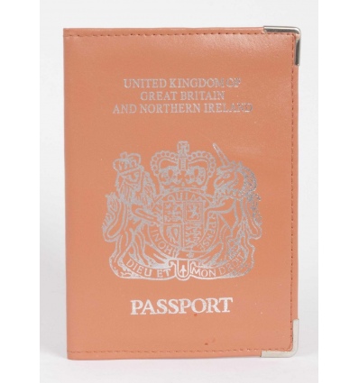 UK Real Leather Passport Holder (Atomic Tangerine)