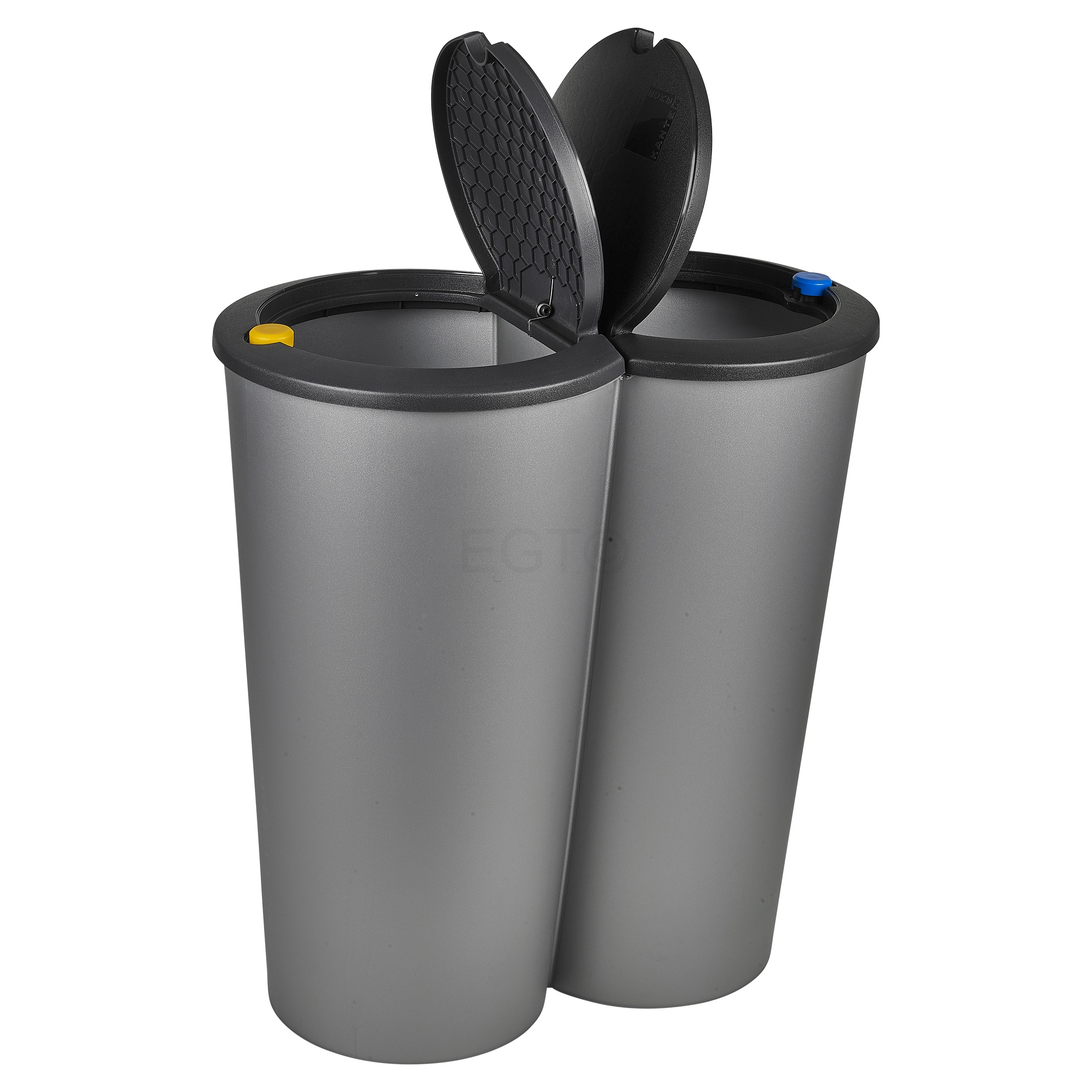 Black Circular Double Recycling Waste Bin Duo Rubbish Plastic Disposal