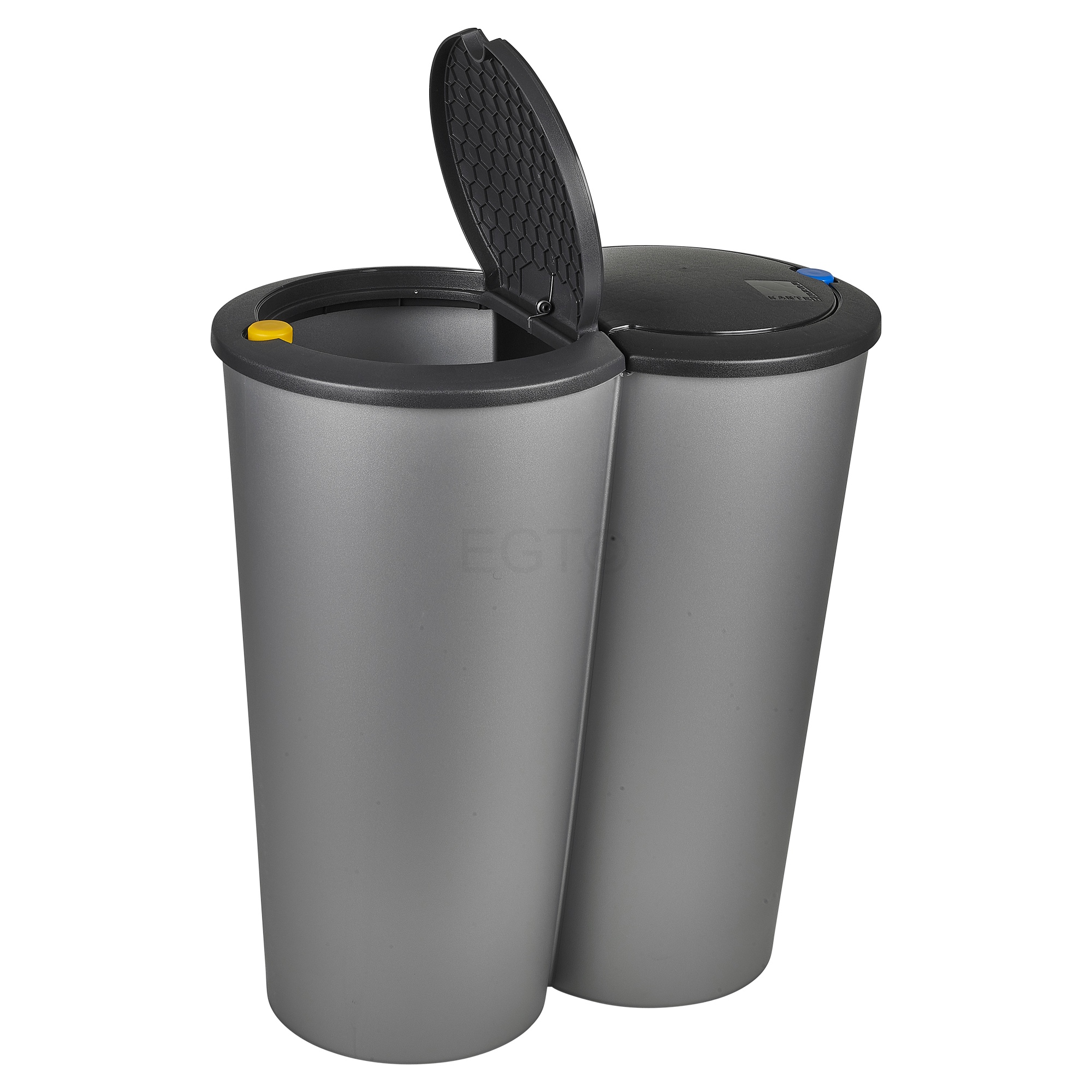 Black Circular Double Recycling Waste Bin Duo Rubbish Plastic Disposal