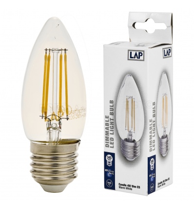 LAP Dimmable LED Candle Filament Bulb 4W Warm White [013144][SDFL416]