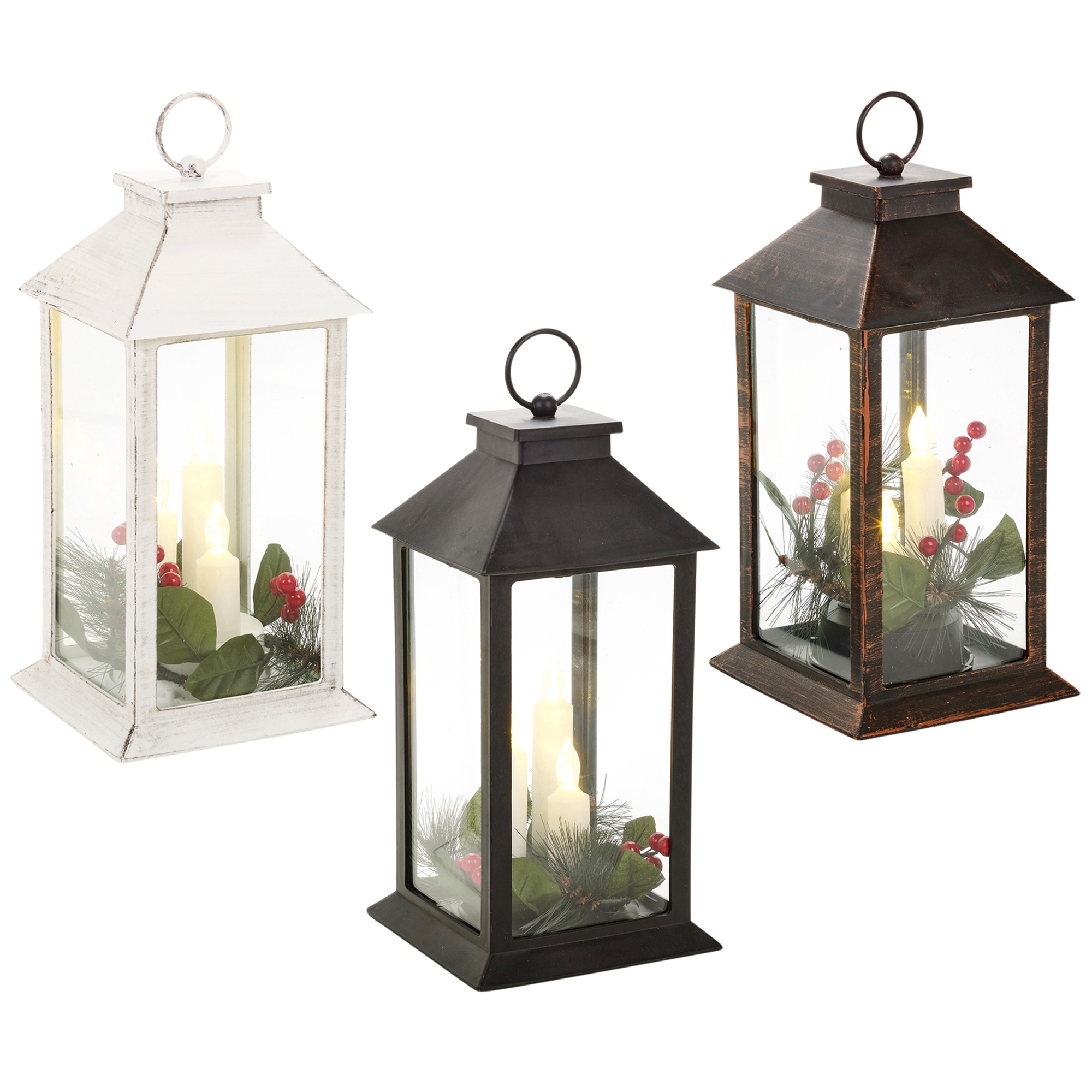 Christmas LED Candle Lantern Xmas Shabby Chic Lamp Decor Home Gift