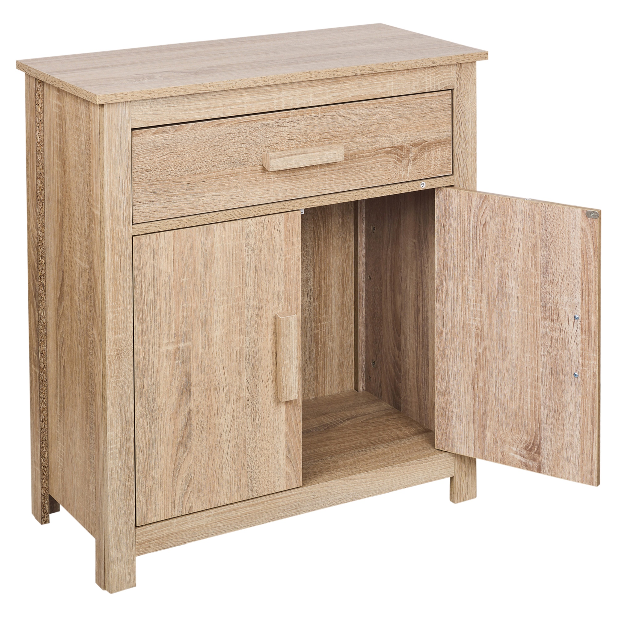Oak Veneer Side Cupboard Storage Sideboard Wooden Furniture