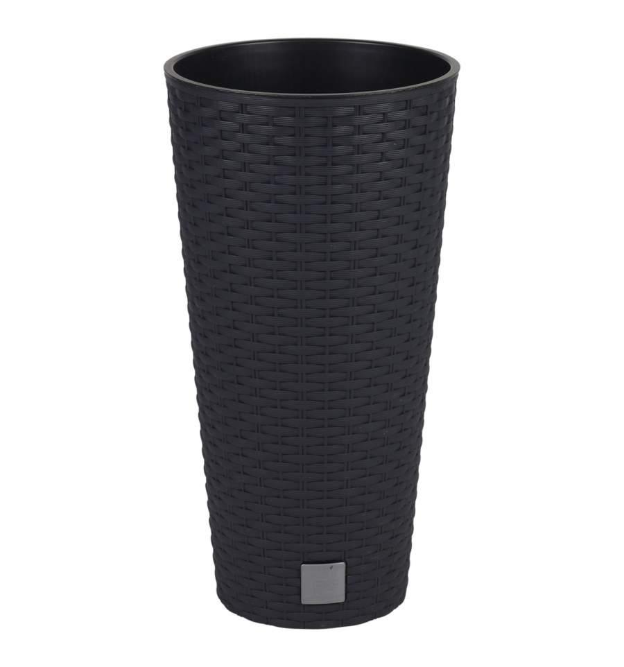 Rattan Flower Pot | Round Black Plantpot