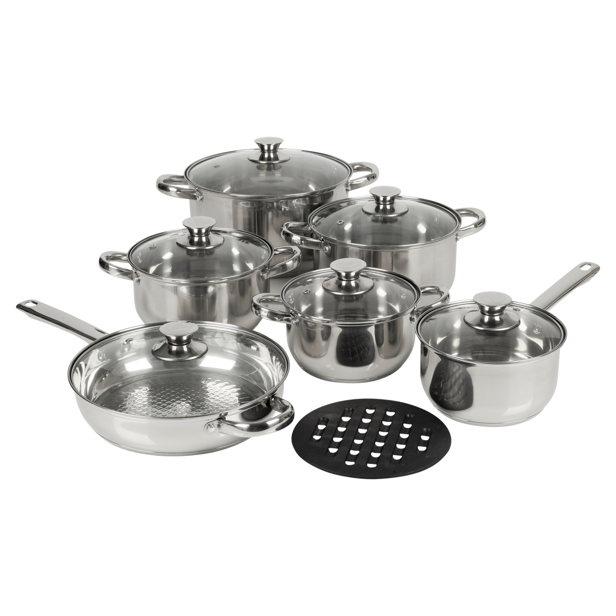 Berger 13pc Stainless Steel Cookware Set Saucepans Lid Cooking Food