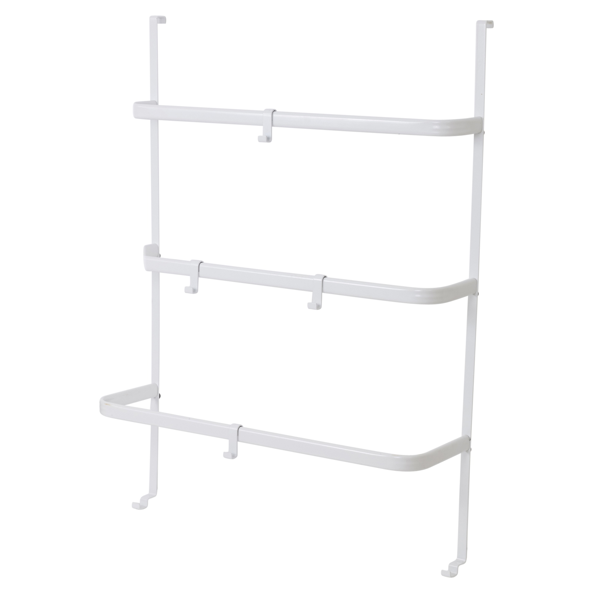 Over Door Hanger Rack Metal 3 Rungs Rail With Hooks Storage Towel