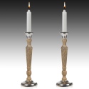 Wood & Polished Aluminium Candle Holder [727302]