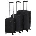 Penn 3pc ABS Suitcase Set 4 Wheel Spinner Black 19/23/27 [040585]