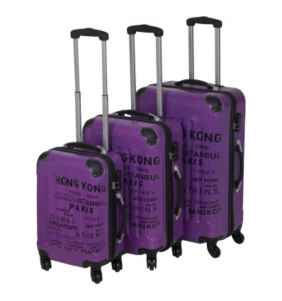 Wheeled Suitcase Set of 3 Purple 18/22/26" [565866]