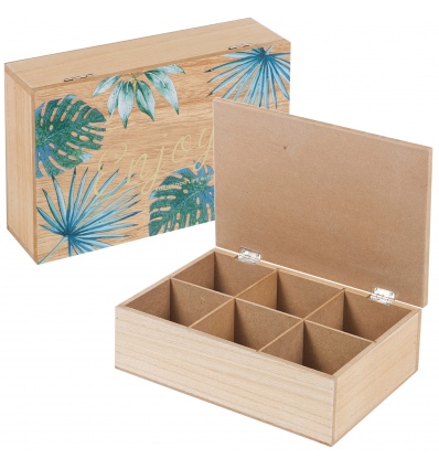 Painted Leaf Design 6 Section Tea Box [551419]