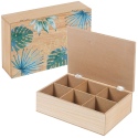 Painted Leaf Design Wood 6 Section Tea Box [551419]