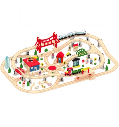 URBN-TOYS 130 Pcs Wooden Train Track Set [390954]