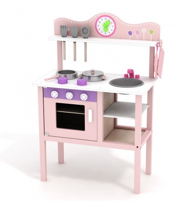 URBN-TOYS Pink Wooden Play Kitchen [390800](AC7702)
