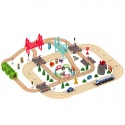 URBN-TOYS Wooden Railway Train Track Playset [390961][AC7520]