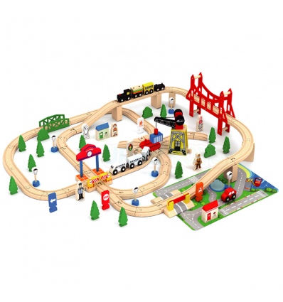 URBN-TOYS 100 Pcs Orbital Wooden Train Track set [390947][AC7507]