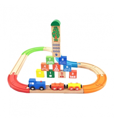 URBN-TOYS 29 Pcs Wooden Train Set With Color Tracks [390657][AC7518]