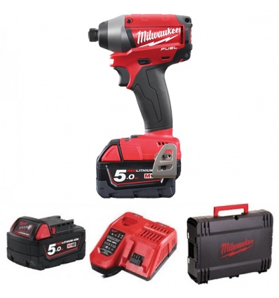 Milwaukee M18CID-502X 18V Fuel 1/4" Hex Impact Driver Kit with 2 x 5.0Ah Batteries [262557]