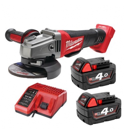 Milwaukee M18CAG115XPD-402CPaddle Switch Angle Grinderwith 2 x 4.0ah M18B4 Batteries [006496]